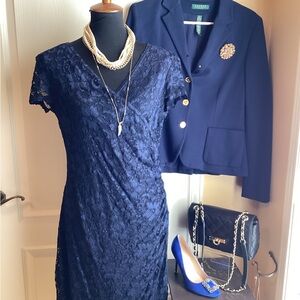 Elegant Navy Lace Dress  by Joseph Ribkoff